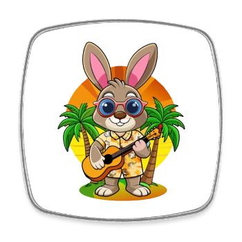 Lustige Kaninchen Sommer Strand Sonnenbrille Hawaiianisch - Viereckiger Kühlschrankmagnet - Weiß - Vorne
