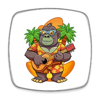 Lustige Gorilla Sommer Strand Sonnenbrille Hawaiianisch - Viereckiger Kühlschrankmagnet - Weiß - Vorne