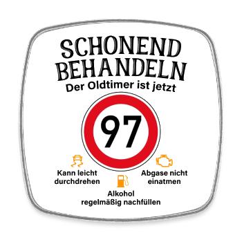 97. Geburtstag Schonend Behandeln Oldtimer Ist 97 - Viereckiger Kühlschrankmagnet - Weiß - Vorne