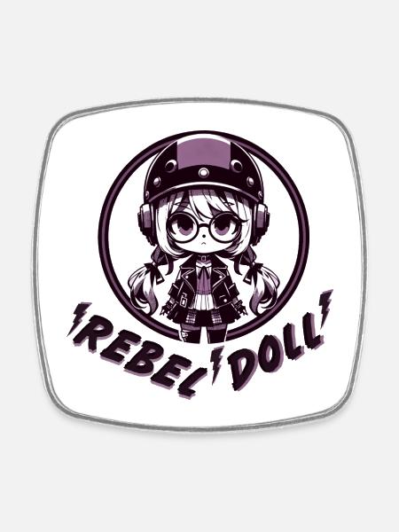 Rebel doll - Square fridge magnet - white