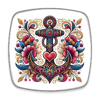 Anchor with heart - Square fridge magnet - white - Front