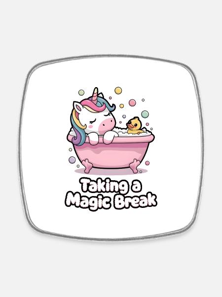 Taking A Magic Break - Square fridge magnet - white