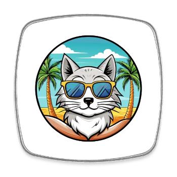 Lunettes de soleil de plage de race de chat angora turc - Magnet carré - blanc - Devant