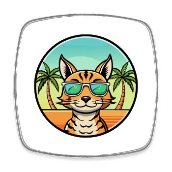 Ocicat Breed Cartoon Sonnenbrille Strand - Viereckiger Kühlschrankmagnet - Weiß - Vorne