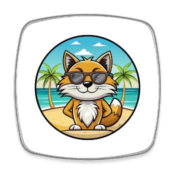 Manx Katzenrasse Cartoon Sonnenbrille Strand - Viereckiger Kühlschrankmagnet - Weiß - Vorne