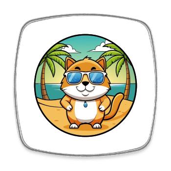 Hosico Katzenrasse Cartoon Sonnenbrille Strand - Viereckiger Kühlschrankmagnet - Weiß - Vorne