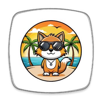 Foldex Katzenrasse Cartoon Sonnenbrille Strand - Viereckiger Kühlschrankmagnet - Weiß - Vorne