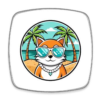 Hantilly Tiffany Race Chat Dessin Animé Lunettes de Soleil Plage - Magnet carré - blanc - Devant