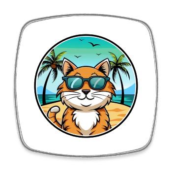 California Spangled Cat Breed Cartoon Sunglasses - Square fridge magnet - white - Front