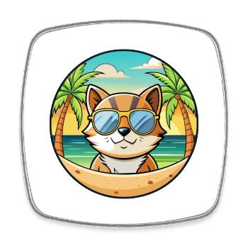 Donskoy Katzenrasse Cartoon Sonnenbrille Strand - Viereckiger Kühlschrankmagnet - Weiß - Vorne