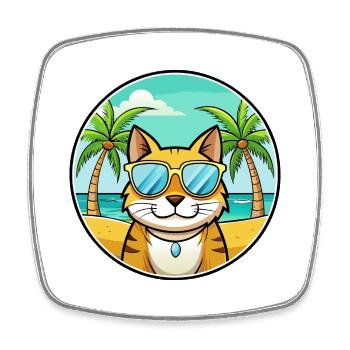 Brasilianisch Kurzhaar Katzenrasse Cartoon Sonnenbrille - Viereckiger Kühlschrankmagnet - Weiß - Vorne