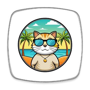 Britisch Kurzhaar Katzenrasse Cartoon Sonnenbrille Strand - Viereckiger Kühlschrankmagnet - Weiß - Vorne