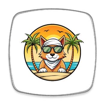 Arabian Mau Cat Breed Cartoon Sunglasses Beach - Square fridge magnet - white - Front