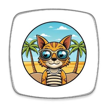 Ocicat Breed Cartoon Sonnenbrille Strand - Viereckiger Kühlschrankmagnet - Weiß - Vorne
