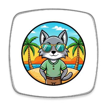 Korat Katzenrasse Cartoon Sonnenbrille Strand - Viereckiger Kühlschrankmagnet - Weiß - Vorne