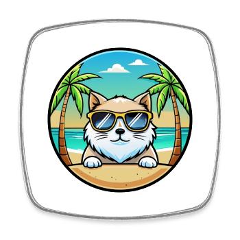 Himalaya-Katzenrasse Cartoon-Sonnenbrille Strand - Viereckiger Kühlschrankmagnet - Weiß - Vorne
