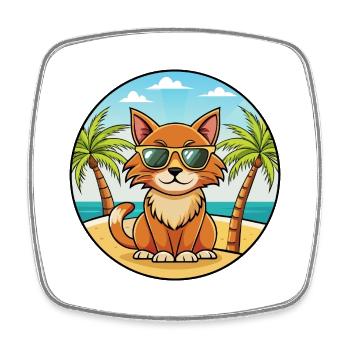 Havana Brown Cat Breed Cartoon Sunglasses Beach - Square fridge magnet - white - Front