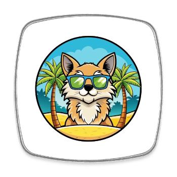 Lunettes de soleil de dessin animé de race de chat à poil long allemand plage - Magnet carré - blanc - Devant