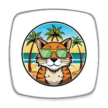 California Spangled Cat Breed Cartoon Sunglasses - Square fridge magnet - white - Front