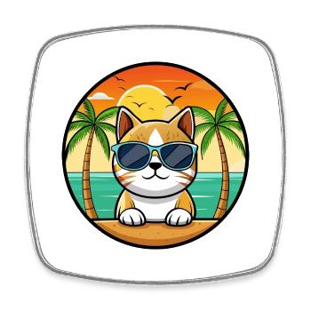 Burmesische Katzenrasse Cartoon Sonnenbrille Strand - Viereckiger Kühlschrankmagnet - Weiß - Vorne