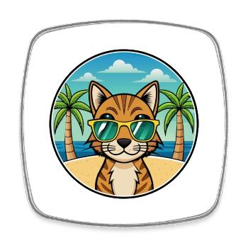 Bengalische Katzenrasse Cartoon Sonnenbrille Strand - Viereckiger Kühlschrankmagnet - Weiß - Vorne