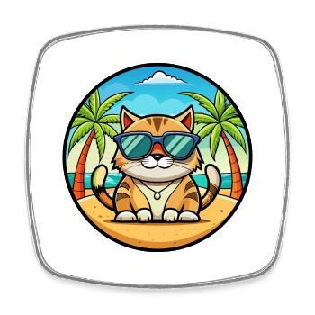 Amerikanische Polydactyl Katzenrasse Cartoon Sonnenbrille - Viereckiger Kühlschrankmagnet - Weiß - Vorne