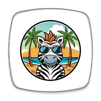 Zebra Lustige Cartoon Sommer Strand Sonnenbrille Cool - Viereckiger Kühlschrankmagnet - Weiß - Vorne