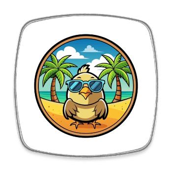 Wachtel Lustige Cartoon Sommer Strand Sonnenbrille Cool - Viereckiger Kühlschrankmagnet - Weiß - Vorne