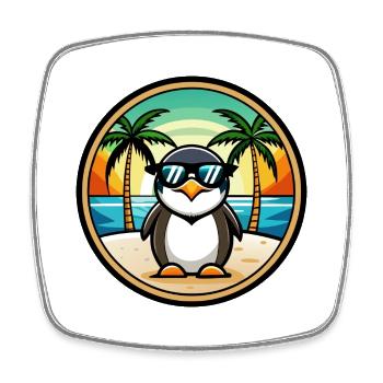 Pinguin Lustige Cartoon Sommer Strand Sonnenbrille Cool - Viereckiger Kühlschrankmagnet - Weiß - Vorne