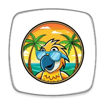 Perroquet Drôle Dessin Animé Plage Été Lunettes De Soleil Cool - Magnet carré - blanc - Devant
