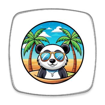 Panda Lustige Cartoon Sommer Strand Sonnenbrille Cool - Viereckiger Kühlschrankmagnet - Weiß - Vorne