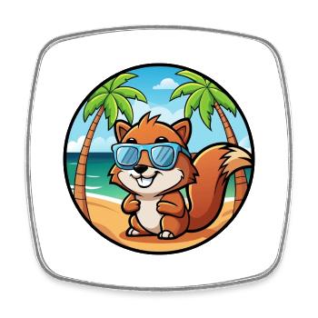 Écureuil Drôle Dessin Animé Plage Été Lunettes de soleil - Magnet carré - blanc - Devant
