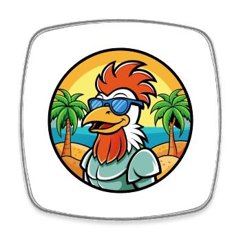 Hahn Lustige Cartoon Sommer Strand Sonnenbrille Cool - Viereckiger Kühlschrankmagnet - Weiß - Vorne
