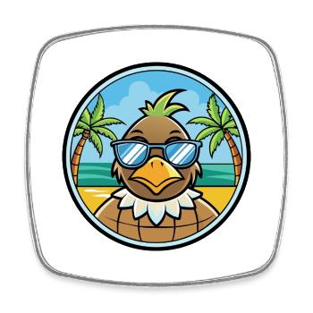 Wachtel Lustige Cartoon Sommer Strand Sonnenbrille Cool - Viereckiger Kühlschrankmagnet - Weiß - Vorne
