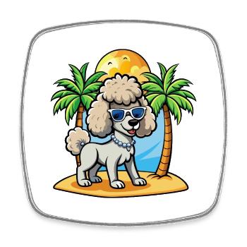 Pudel Hund Lustige Cartoon Sommer Strand Sonnenbrille - Viereckiger Kühlschrankmagnet - Weiß - Vorne