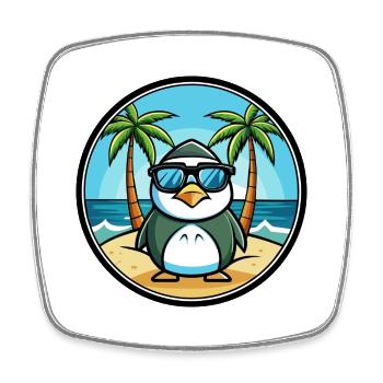 Pinguin Lustige Cartoon Sommer Strand Sonnenbrille Cool - Viereckiger Kühlschrankmagnet - Weiß - Vorne