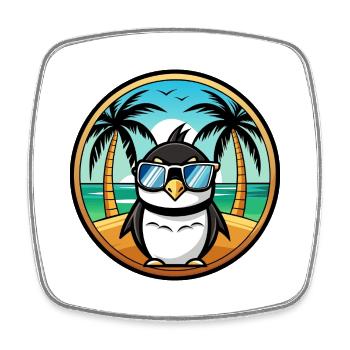 Pinguin Lustige Cartoon Sommer Strand Sonnenbrille Cool - Viereckiger Kühlschrankmagnet - Weiß - Vorne