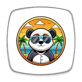 Panda Lustige Cartoon Sommer Strand Sonnenbrille Cool - Viereckiger Kühlschrankmagnet - Weiß - Vorne
