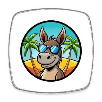 Esel Lustige Cartoon Sommer Strand Sonnenbrille Cool - Viereckiger Kühlschrankmagnet - Weiß - Vorne