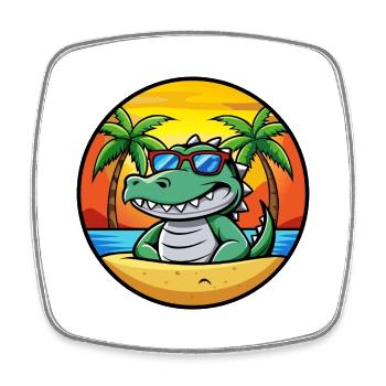 Krokodil Lustige Cartoon Sommer Strand Sonnenbrille - Viereckiger Kühlschrankmagnet - Weiß - Vorne