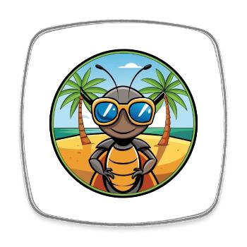 Ameise lustige Cartoon Sommer Strand Sonnenbrille Aufkleber - Viereckiger Kühlschrankmagnet - Weiß - Vorne