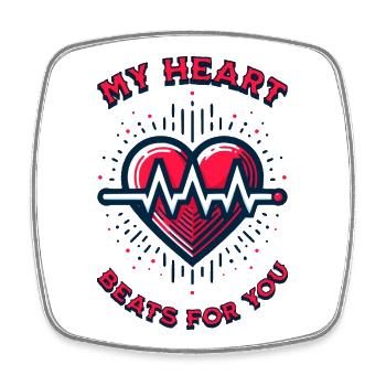My Heart Beats For You - Viereckiger Kühlschrankmagnet - Weiß - Vorne