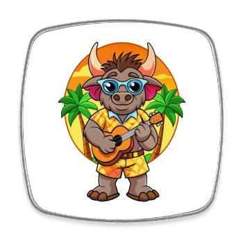 Lustige Buffalo Cartoon Sommer Strand Sonnenbrille - Viereckiger Kühlschrankmagnet - Weiß - Vorne