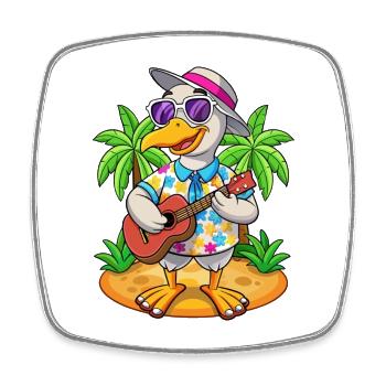 Lustige Gans Sommer Strand Sonnenbrille Hawaiianisch - Viereckiger Kühlschrankmagnet - Weiß - Vorne