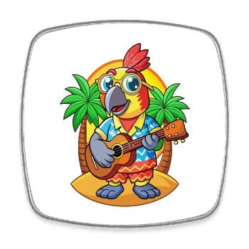 Lustige Papagei Sommer Strand Sonnenbrille Hawaiianisch - Viereckiger Kühlschrankmagnet - Weiß - Vorne