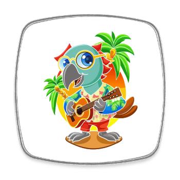 Lustige Papagei Sommer Strand Sonnenbrille Hawaiianisch - Viereckiger Kühlschrankmagnet - Weiß - Vorne