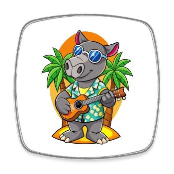 Lustige Tapir Sommer Strand Sonnenbrille Hawaiianisch - Viereckiger Kühlschrankmagnet - Weiß - Vorne