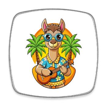 Lustige Lama Sommer Strand Sonnenbrille Hawaiianisch - Viereckiger Kühlschrankmagnet - Weiß - Vorne