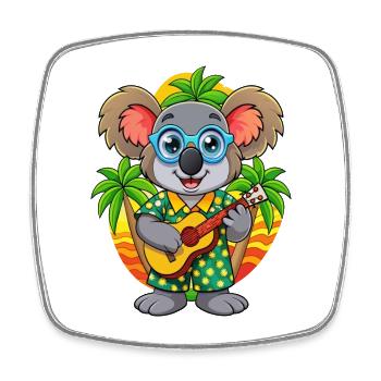 Funny Koala Summer Beach Sunglasses Hawaiian - Square fridge magnet - white - Front