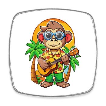Funny Monkey Cartoon Summer Beach Sunglasses - Square fridge magnet - white - Front